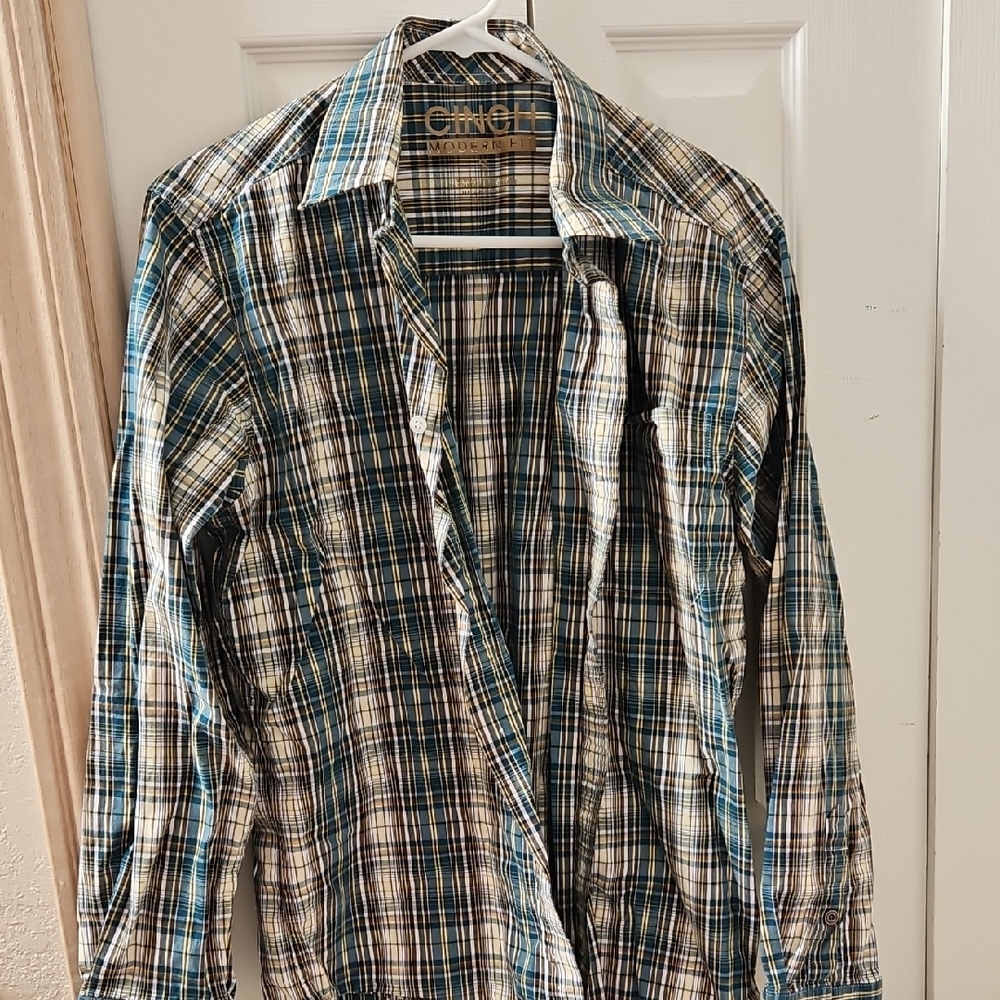 Cinch Blue and White Casual Button Down Shirt